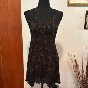 Free People Elegant Black and Brown Floral Dress/Tunic